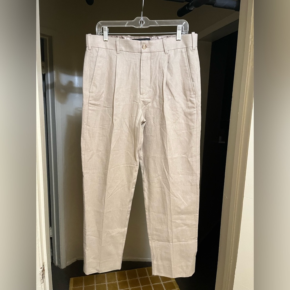 Abercrombie & Fitch A&F Collins Tailored linen blend pleated suit pants 32 x 30